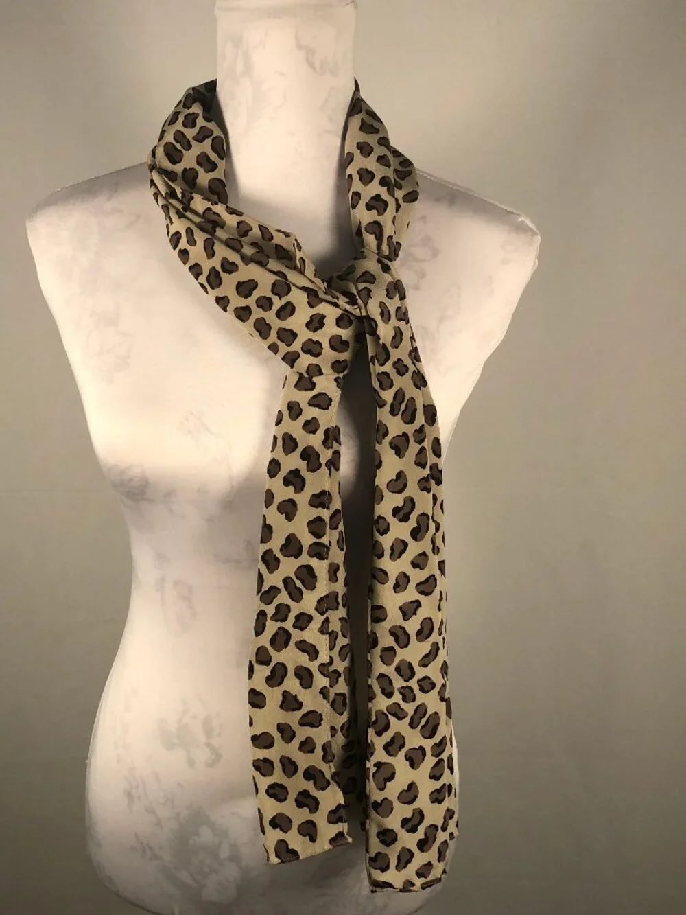 🐆 Vintage CASCA 100% Silk Leopard Print Scarf  Made in Korea | Long Rectangular